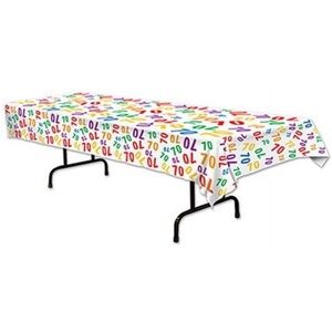 “70” Colorful Numbered Party Tablecloth 70th Birthday 70 Years Old